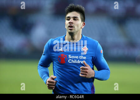 Torino, Italia. 13 gen 2019. Giovanni Simeone di ACF Fiorentina durante l'Italia TIM Cup partita di calcio tra Torino Fc e ACF Fiorentina. Credito: Marco Canoniero/Alamy Live News Foto Stock