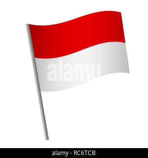 Indonesia icona bandiera. Bandiera nazionale dell'Indonesia su un palo illustrazione. Foto Stock