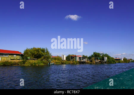 Escursione in barca nel Delta del fiume Evros, Tracia (Tracia), in Grecia. Foto Stock