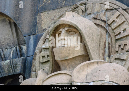 LEIPZIG, in Sassonia, Germania - 21 marzo, 2008: Close up della statua di San Michele Arcangelo, il Monumento della Battaglia delle Nazioni (Volkerschlachtdenkmal) Foto Stock