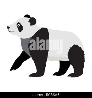 Carino animale selvatico, in bianco e nero orso panda icona Illustrazione Vettoriale