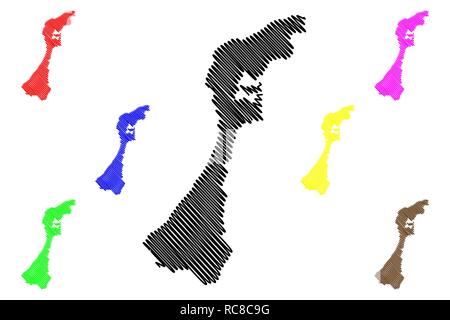 Ishikawa Prefecture (divisioni amministrative del Giappone, Prefetture del Giappone) mappa illustrazione vettoriale, scribble schizzo Ishikawa mappa Illustrazione Vettoriale