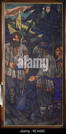 Il matrimonio del Granduca Vladimir I. Svyatoslavich (trittico, pannello laterale). Museo: Collezione privata. Autore: Yakovlev, Mikhail Nikolayevich. Foto Stock