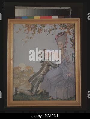 Un giovane uomo inginocchiato davanti a una signora. Museo: I. Brodski Museum di San Pietroburgo. Autore: SOMOV, KONSTANTIN ANDREYEVICH. Foto Stock