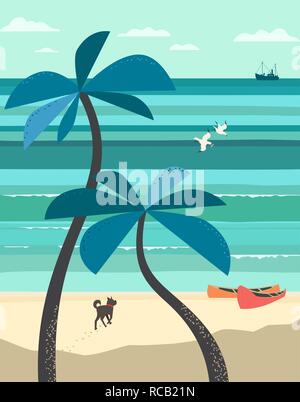 Poster panoramico sul mare. Illustrazione Vettoriale