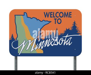Illustrazione Vettoriale del Benvenuto in Minnesota cartello stradale Illustrazione Vettoriale