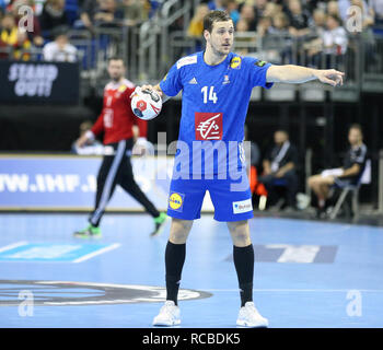 Berlino, Germania. Xiv gen, 2019. Pallamano IHF Uomini del Campionato del Mondo: Kentin Mahe per la Francia Credito: Mickael Chavet/Alamy Live News Foto Stock