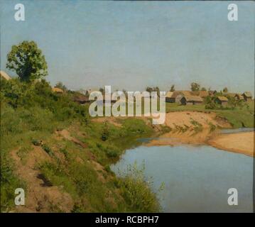 Villaggio sulle rive del fiume. Museo: Stato A. Radishchev Art Museum, Saratov. Autore: Levitan, Isaak Ilyich. Foto Stock