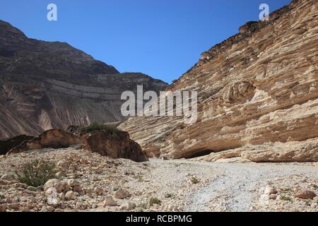 Wadi Afawl, il paesaggio del sud del Dhofar, Jabal al-Qamar, Oman, Penisola Arabica, Medio Oriente e Asia Foto Stock