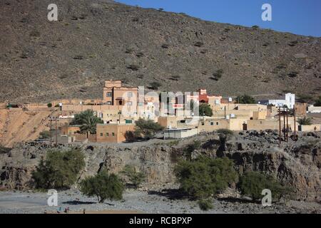 Città di Ghul sul Jebel Shams Mountain, Oman, Penisola Arabica, Medio Oriente e Asia Foto Stock