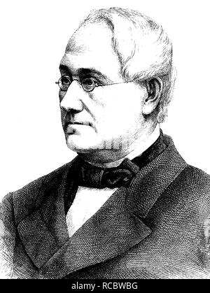 Carl Wilhelm Otto Koch, 1810 - 1876, un avvocato e politico tedesco, dal 1849 al 1876 il sindaco di Lipsia, incisione storica Foto Stock