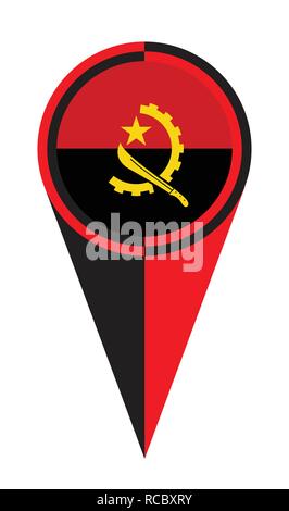 Angola puntatore mappa contatto posizione dell'icona marcatore flag Illustrazione Vettoriale