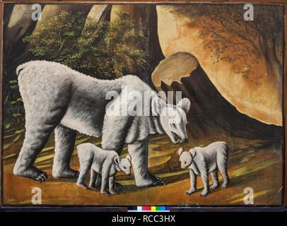 A lei-orso con baby orsi. Museo: Niko Pirosmanashvili Museum, Mirzaani. Autore: U Pirosmani, Niko. Foto Stock