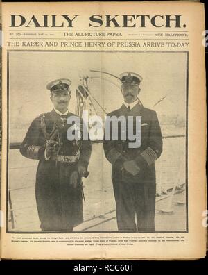 " Il Kaiser e del Principe Enrico di Prussia arrivare all-day". Relazione per giovedì, 19 maggio 1910. Daily Sketch. Londra,. Fonte: Colindale, coperchio anteriore di rilascio 370. Lingua: Inglese. Foto Stock