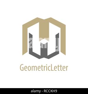 Geometrica lettera iniziale MW WM logo concept design. Simbolo grafico elemento di modello di vettore Illustrazione Vettoriale