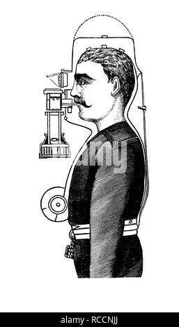 La sicurezza sul lavoro nel 1880, cappa di fumo, storico illustrazione, incisione su legno, circa 1888 Foto Stock
