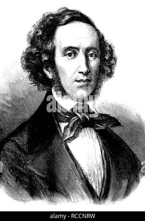 Jakob Ludwig Felix Mendelssohn Bartholdy, 1809 - 1847, un compositore tedesco, pianista e organista, egli è considerato uno dei Foto Stock
