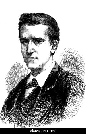 Thomas Alva Edison, 1847 - 1931, un US-inventore americano e imprenditore, la storica incisione su legno, circa 1888 Foto Stock