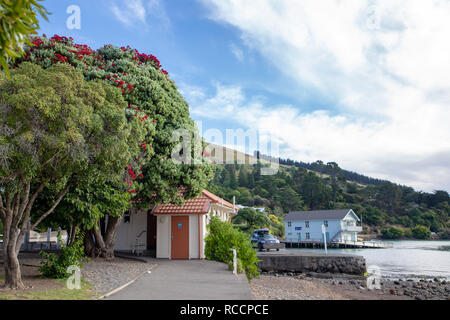 Akaroa, Nuova Zelanda - 7 Gennaio 2019: Pubblici servizi igienici in Akaroa township Foto Stock