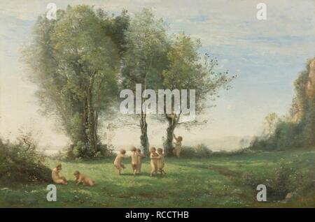 Ballo rotondo di putti. Sunrise. Museo: Collezione privata. Autore:, Corot Jean-Baptiste-Camille. Foto Stock