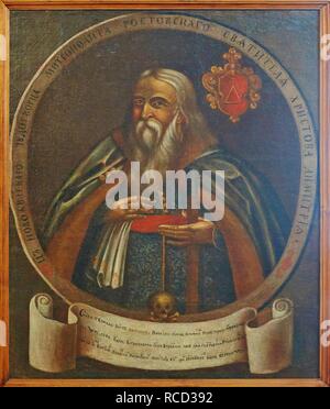 Ritratto di Savva Tuptalo, padre di San Dimitry di Rostov. Museo: Stato open-air Museum Rostov il Cremlino, Rostòv. Autore: anonimo. Foto Stock
