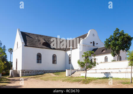 Elim Moravian stazione missionaria, Overberg, Western Cape, Sud Africa stabilito nel 1838 per alloggiare i gli schiavi liberati. Th della Moravia originale chiesa della Missione Foto Stock