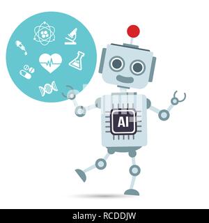 AI intelligenza artificiale robot tecnologia con elemento medico illustrazione vettoriale EPS10 Illustrazione Vettoriale