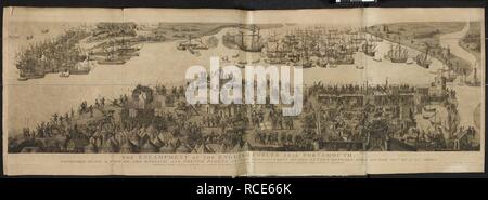 Illustrazione dell'accampamento di le forze Inglesi vicino a Portsmouth e di inglese e francese flotte. L'accampamento del le forze Inglesi vicino a Portsmouth... [Londra] 1778. L'accampamento del le forze Inglesi vicino a Portsmouth, insieme con una vista della lingua inglese e francese le flotte all'inizio dell'azione tra di essi il 19 luglio, 1545, da una coeva pittura presso Cowdry, nel Sussex. Incisi da J. Basire. Società di antiquari di Londra. Fonte: 3.tab.24 (2). Foto Stock