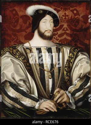 Ritratto di Francesco I (1494-1547), Re di Francia, duca di Bretagna, Conte di Provenza. Museo: Musee du Louvre di Parigi. Autore: Clouet Jean. Foto Stock