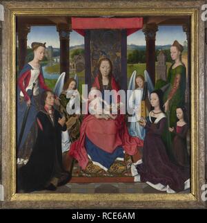 La Vergine con il Bambino e i santi e i donatori (le donne Trittico). Il pannello centrale. Museo: National Gallery di Londra. Autore: MEMLING, Hans. Foto Stock