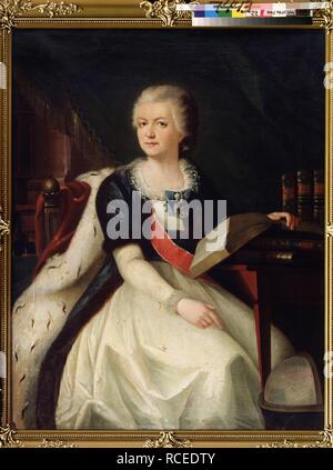 Ritratto della Principessa Yekaterina R. Vorontsova-Dashkova (1744-1810), il primo presidente della Accademia Russa delle Scienze. Museo Russo: Archivio di Stato di letteratura e di arte di Mosca. Autore: maestro russo. Foto Stock