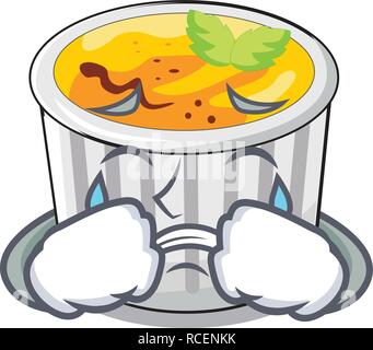 Il pianto creme brulee su legno tabella di caratteri Illustrazione Vettoriale