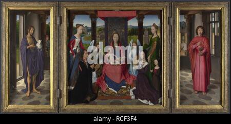 La Vergine con il Bambino e i santi e i donatori (le donne Trittico). Museo: National Gallery di Londra. Autore: MEMLING, Hans. Foto Stock