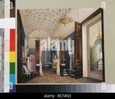 Gli interni del palazzo d'inverno. Il camerino dell'imperatrice Alexandra Fyodorovna. Museo: Membro Hermitage di San Pietroburgo. Autore: HAU, EDUARD. Foto Stock