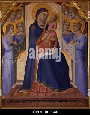 Madonna in trono col Bambino e angeli. Museo: Galleria degli Uffizi di Firenze. Autore: LORENZETTI, Pietro. Foto Stock