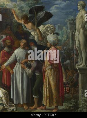 Saint Lawrence preparato per il martirio. Museo: National Gallery di Londra. Autore: Elsheimer Adam. Foto Stock