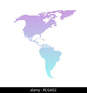 Punteggiate colorati in Nord e Sud America mappa vettoriale design piatto Illustrazione Vettoriale