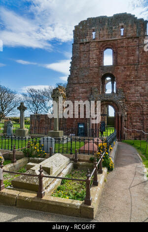 Holy Isle, Lindisfarne, rovinato Priory, Northumberland, England, Regno Unito Foto Stock