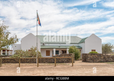 TANKWA KAROO NATIONAL PARK, SUD AFRICA, 30 agosto 2018: l'ufficio di accoglienza del Tankwa Karoo National Park nel nord della provincia del Capo Foto Stock