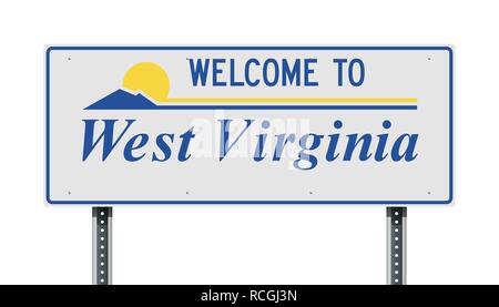 Illustrazione Vettoriale del Benvenuto in West Virginia cartello stradale Illustrazione Vettoriale