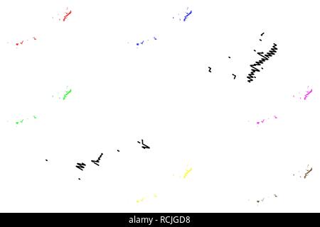 Prefettura di Okinawa (divisioni amministrative del Giappone, Prefetture del Giappone) mappa illustrazione vettoriale, scribble sketch Mappa Okinawa Illustrazione Vettoriale