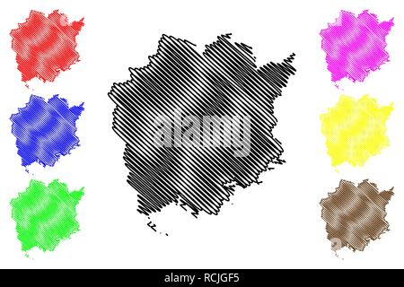 Prefettura di Okayama (divisioni amministrative del Giappone, Prefetture del Giappone) mappa illustrazione vettoriale, scribble sketch mappa di Okayama Illustrazione Vettoriale
