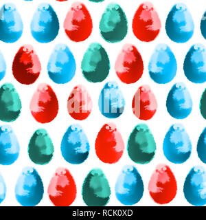 Acquerello disegnato a mano senza giunture di uovo di pasqua pattern Foto Stock