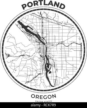 T-shirt badge mappa di Portland, Oregon. Tee shirt Tipografia stampa etichetta emblema distintivo. Illustrazione Vettoriale Illustrazione Vettoriale