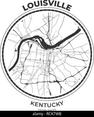 T-shirt badge mappa di Louisville, Kentucky. Tee shirt Tipografia stampa etichetta emblema distintivo. Illustrazione Vettoriale Illustrazione Vettoriale
