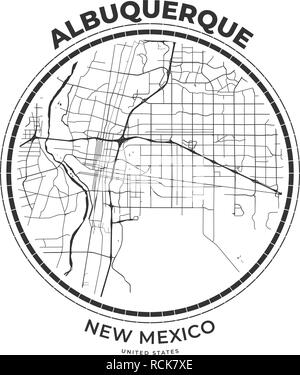 T-shirt badge mappa di Albuquerque, Nuovo Messico. Tee shirt Tipografia stampa etichetta emblema distintivo. Illustrazione Vettoriale Illustrazione Vettoriale