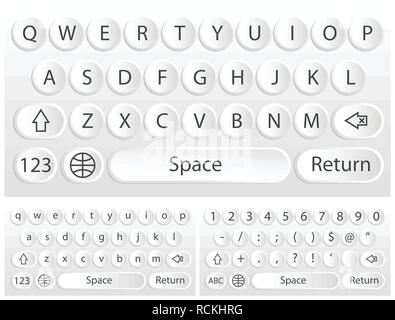Vettore di bianco tastiera virtuale per uno smartphone. Illustrazione Vettoriale