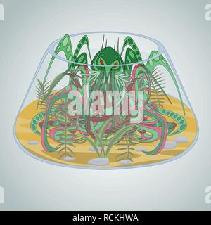 Modellata una creatura fantastica in acquario. Vettore isolato composizione. Illustrazione Vettoriale