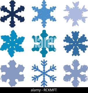 Marcatore di Chunky Set di fiocchi di neve Illustrazione Vettoriale