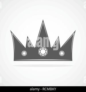 Corona grigia Icona. Silhouette di corona isolata su sfondo bianco. Illustrazione Vettoriale. Illustrazione Vettoriale